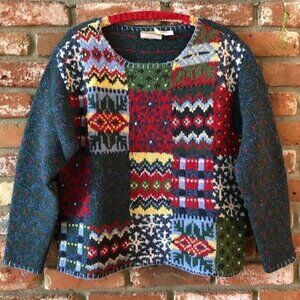 Liz Claiborne Lizwear Hand Knit Holiday Sweater Size L